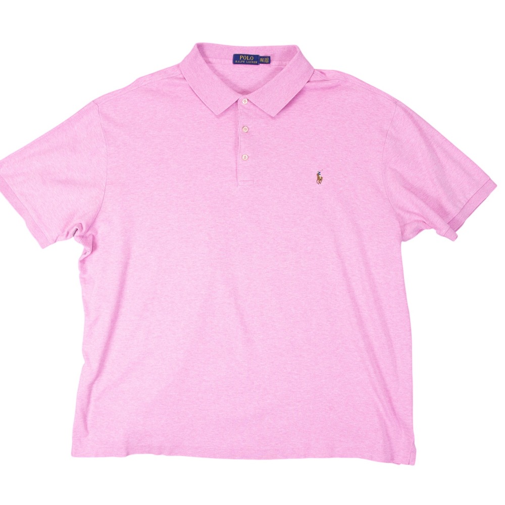 Polo Ralph Lauren Mens 2XLT Pink Heather Short Sleeve Flesh Pony Polo Shirt - Picture 2 of 10